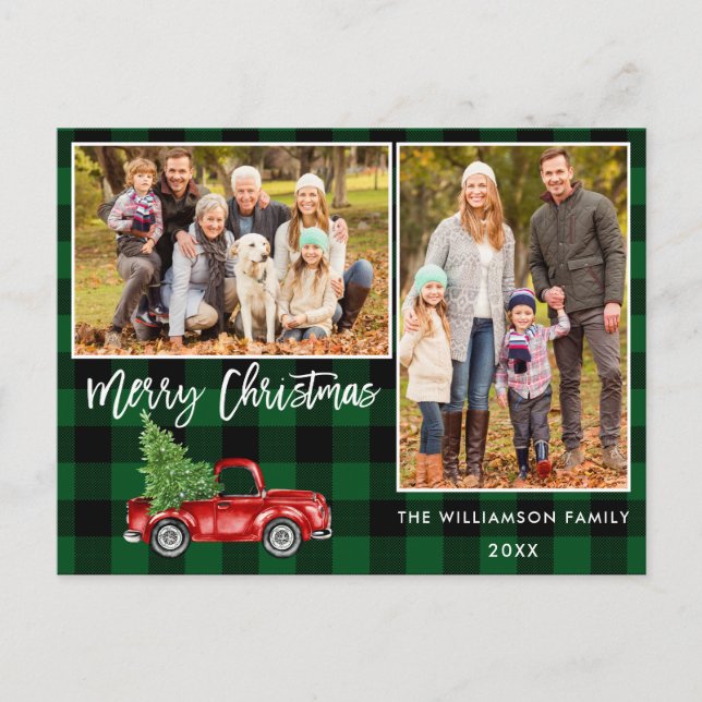 Carte Postale Bracelet vert plaid Script Camion 2 Photo Noël (Devant)