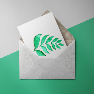 Carte Postale Branche d'aquarelle simple - vert