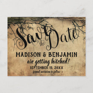 Carte Postale Branche d'Arbre Rustique Mariage Vintage Save the 