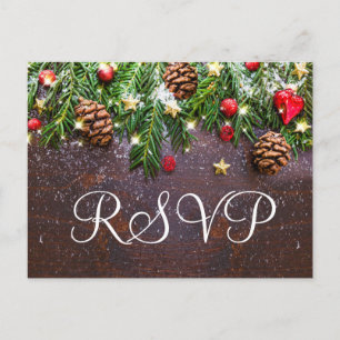 Carte Postale Branche de cônes de pin RSVP rustique avec choix d