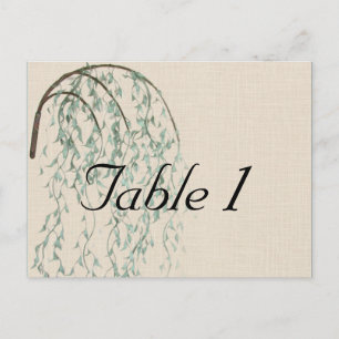 Carte Postale Branche de Willow sur Linen Mariage Numéro de tabl