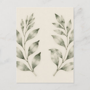 Carte Postale Branches de laurier à l'aquarelle élégante
