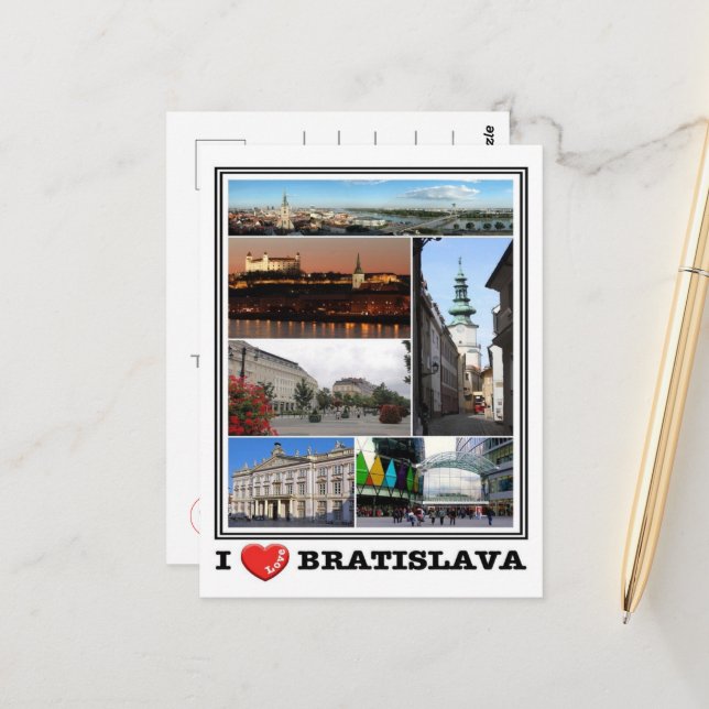 Carte Postale Bratislava - I Love - Slovaquie - (Devant/Arrière en situation)