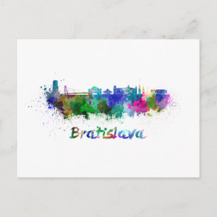 Carte Postale Bratislava skyline in watercolor