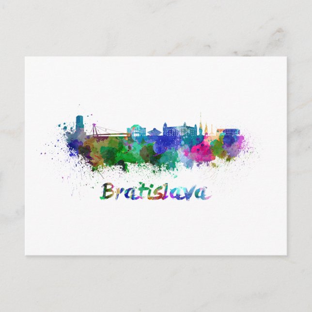 Carte Postale Bratislava skyline in watercolor (Devant)
