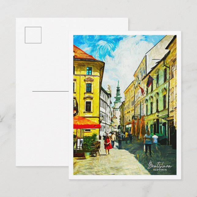 Carte Postale Bratislava Slovaquie Belle peinture à l'huile (Devant / Derrière)
