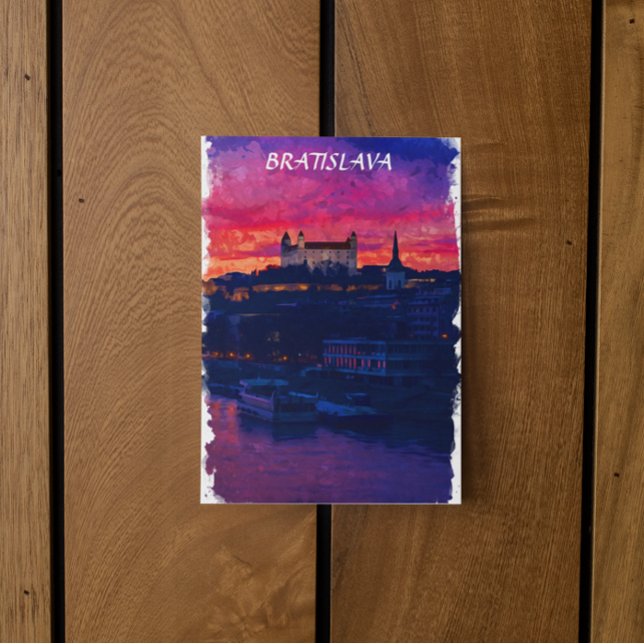 Carte Postale Bratislava Slovaquie Night City View (bratislava slovakia watercolor postcard)