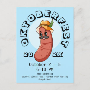 Carte Postale Bratwurst de l'Oktoberfest Kawaii