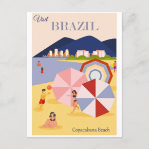 Carte Postale Brazil Copacabana Beach Vintage Postcard
