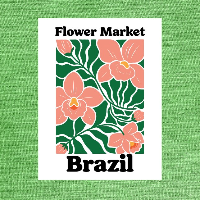 Carte Postale Brazil Flower Market Peach Orchid Tropical (Brazil Flower Market Peach Orchid Tropical Postcard
)