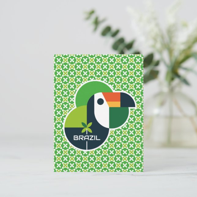 Carte Postale Brazil Tropical Geometric Toucan Personalized Art (Debout devant)