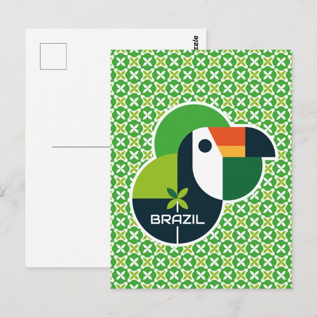 Carte Postale Brazil Tropical Geometric Toucan Personalized Art (Devant / Derrière)