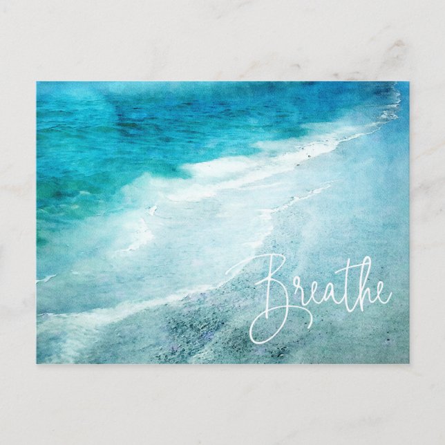 Carte Postale Breathe Beach Citation Turquoise Blue Ocean Citati (Devant)