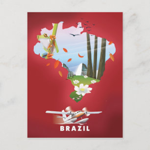 Carte Postale Brésil Affiche illustrée de voyage.