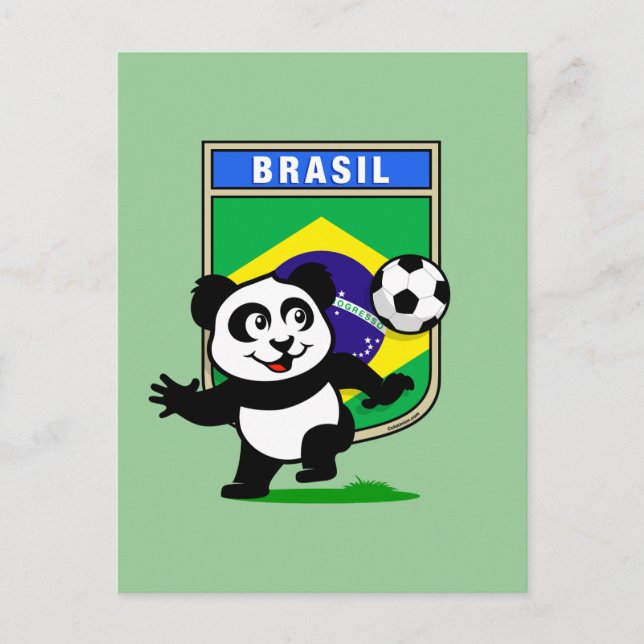 Carte Postale Brésil Panda de football (Devant)