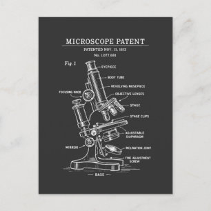 Carte Postale Brevet de plan de microscope