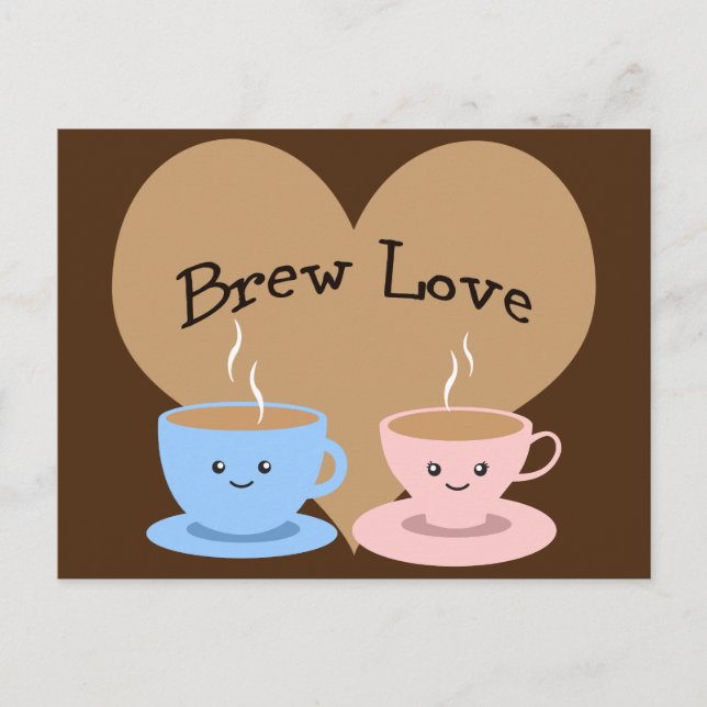 Carte Postale Brew Love ! Tasses de café (Devant)