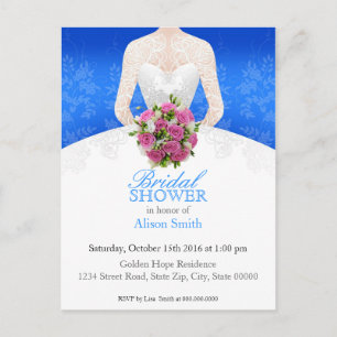 Carte Postale Bridal Shower blue invitation