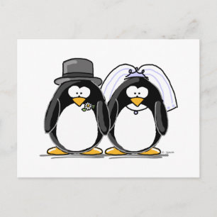 Carte Postale Bride and Groom Penguins