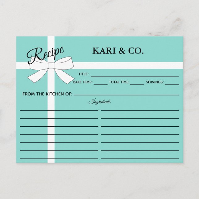 Carte Postale BRIDE Kitchen Personal Shower Party Recette Card (Devant)