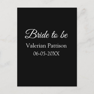 Carte Postale Bride to be name date black white bridal shower we