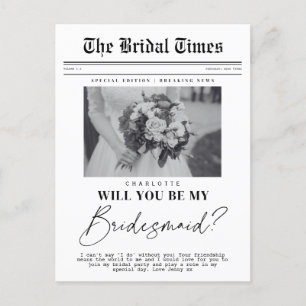 Carte Postale Bridesmaid demande, journal personnalisable