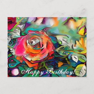 Carte Postale Bright coloré rose heureux anniversaire