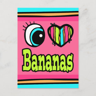 Carte Postale Bright Eye Heart I Love Bananas