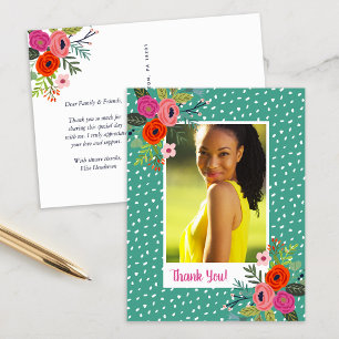Carte Postale Bright Floral Graduation Merci photo