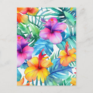 Carte Postale Bright Tropical Floral Motif sans couture