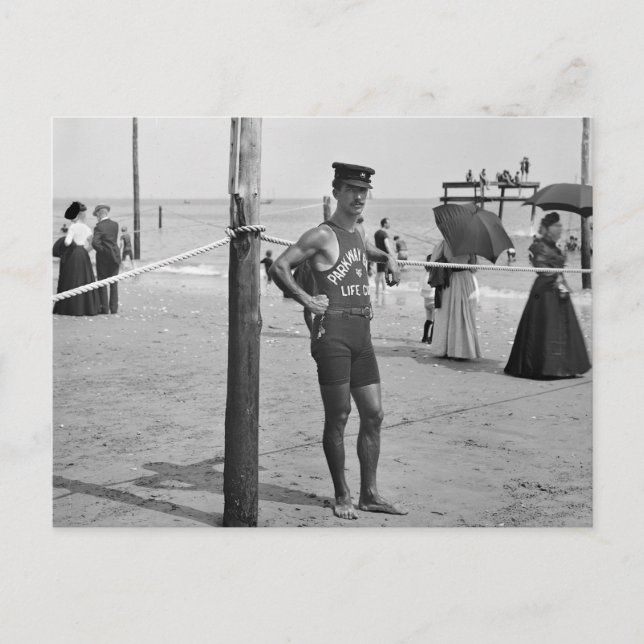 Carte Postale Brighton Beach Lifeguard, début des années 1900 (Devant)