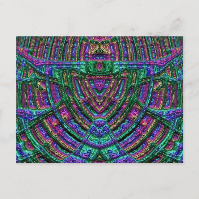 Carte postale brillante 3D verte bleue violette dé (Devant)