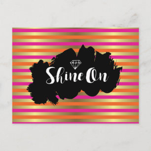 Carte Postale Briller Sur Pink, Rose & Faux Gold Metallic