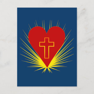 Carte Postale Brilliant Heart with Cross on Tshirts, More