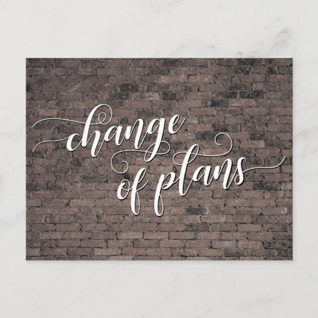 Carte Postale Briques Brown Changement de plans Reporté Mariage (Devant)