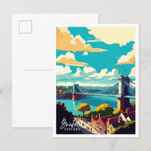Carte Postale Bristol England Art illustration de voyage vintage