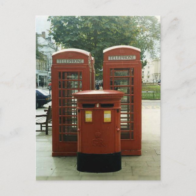 Carte Postale British Pillar Box et kiosques téléphoniques (Devant)