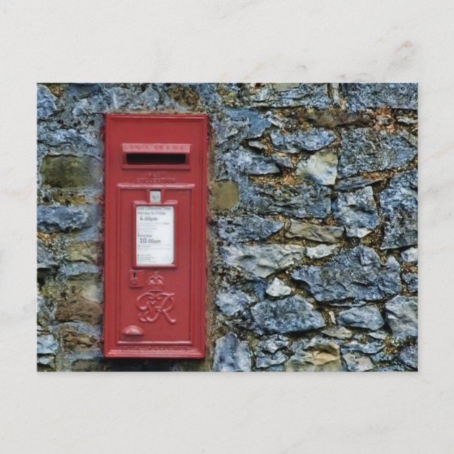 Carte postale British Red Post Box Stone Wall Pict (Devant)