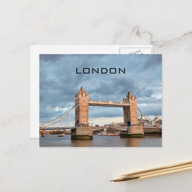 Carte Postale British UK London Tower Bridge Bateaux Voyage (Devant/Arrière en situation)