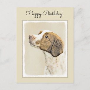 Carte Postale Brittany Peinture - Cute Original Chien Art
