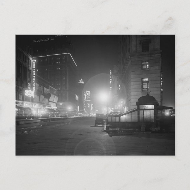 Carte Postale Broadway à la nuit, 1910 (Devant)