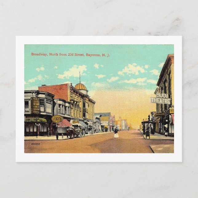 Carte Postale Broadway, Bayonne, New Jersey Vintage (Devant)