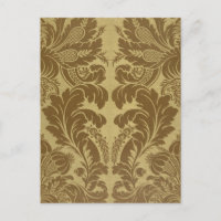 Brocard de Damas floral doré moutarde vintage