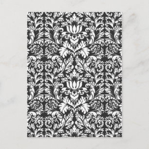Carte Postale Brocard de dentelle en damas noir et blanc vintage