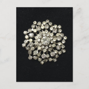 Carte Postale Broche En Rhinestone vintage Sur Velvet Noir