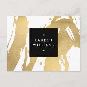 Carte Postale Brochures Abstraites Faux Gold en blanc