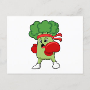 Carte Postale Brocoli à la boxe avec des gants de boxe