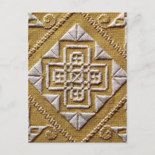Carte Postale Broderie blanche IMPRIMÉE 1 sur lin personnalisé