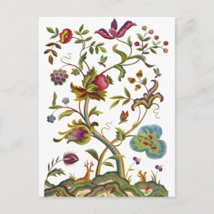 Carte Postale Broderie Crewel Jacobéenne Arbre de Vie
