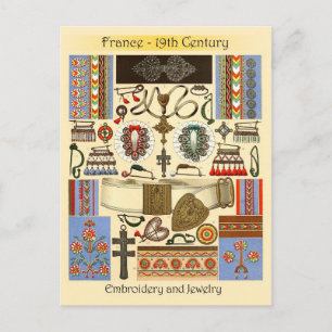 Carte Postale Broderie et bijoux - France, 19e siècle